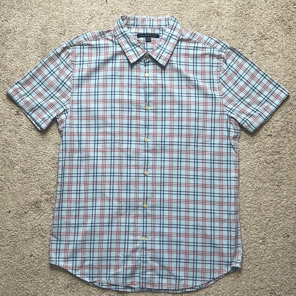 John Varvatos button up short sleeve shirt, size medium, preowned